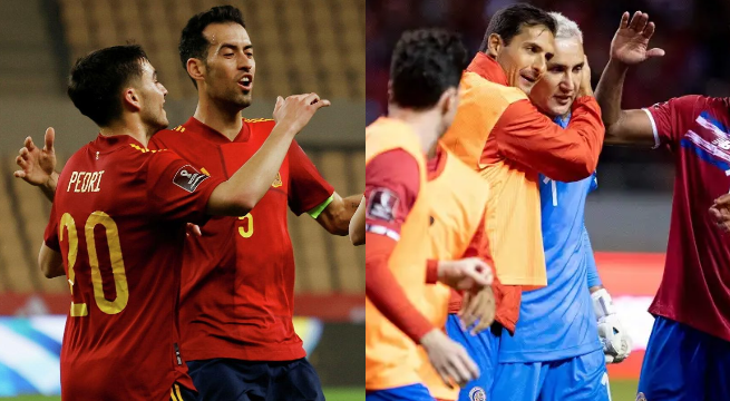 España vs Costa Rica por la primera fecha del Grupo E de Qatar 2022. (Internet)