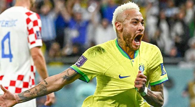 Segundo gol de Neymar con Brasil en el Mundial Qatar 2022.