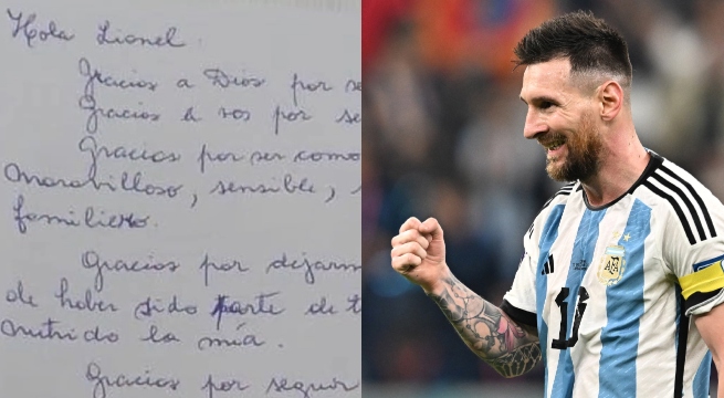 Maestra manda una conmovedora carta a Messi