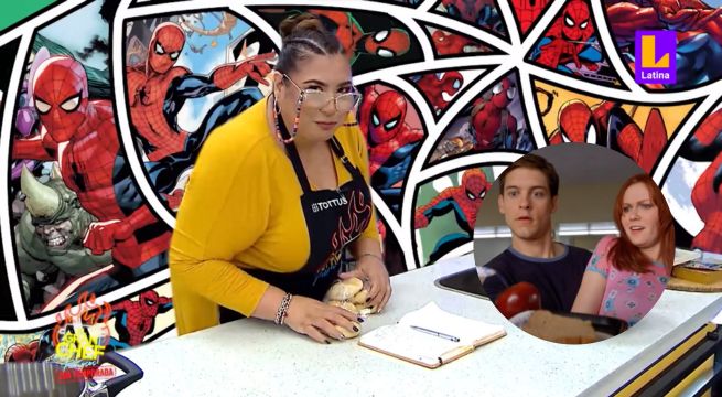 Mónica Torres al estilo Spider-Man en El Gran Chef Famosos